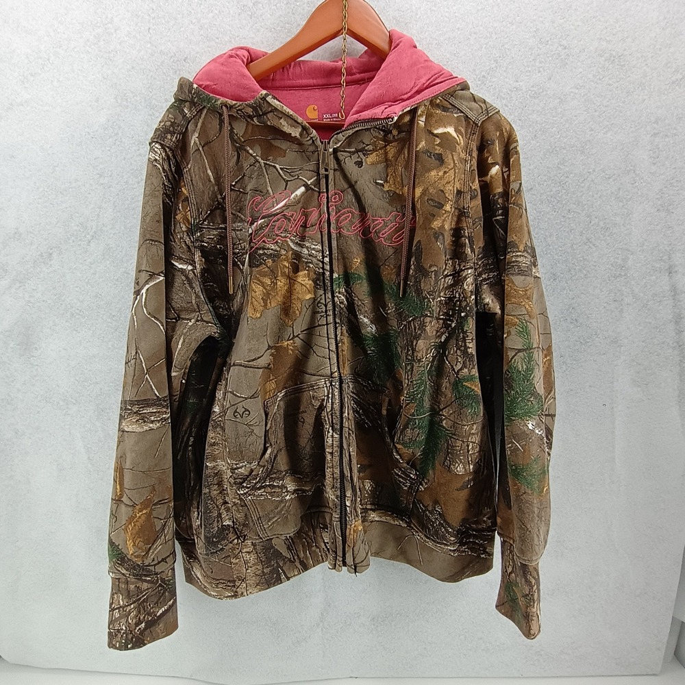 Carhartt Girls XXL 20 Realtree Xtra Camo Pink Full Zip Hoodie Sweatshirt 101433